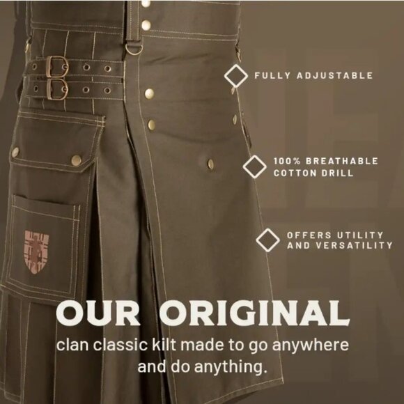 NWOT DNK Damn Near Kilt Em Sport Utility Kilt Medium - Picture 3 of 5